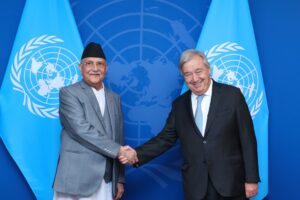 प्रधानमन्त्री ओली र राष्ट्रसङ्घका महासचिव गुटेरेसबीच भेट