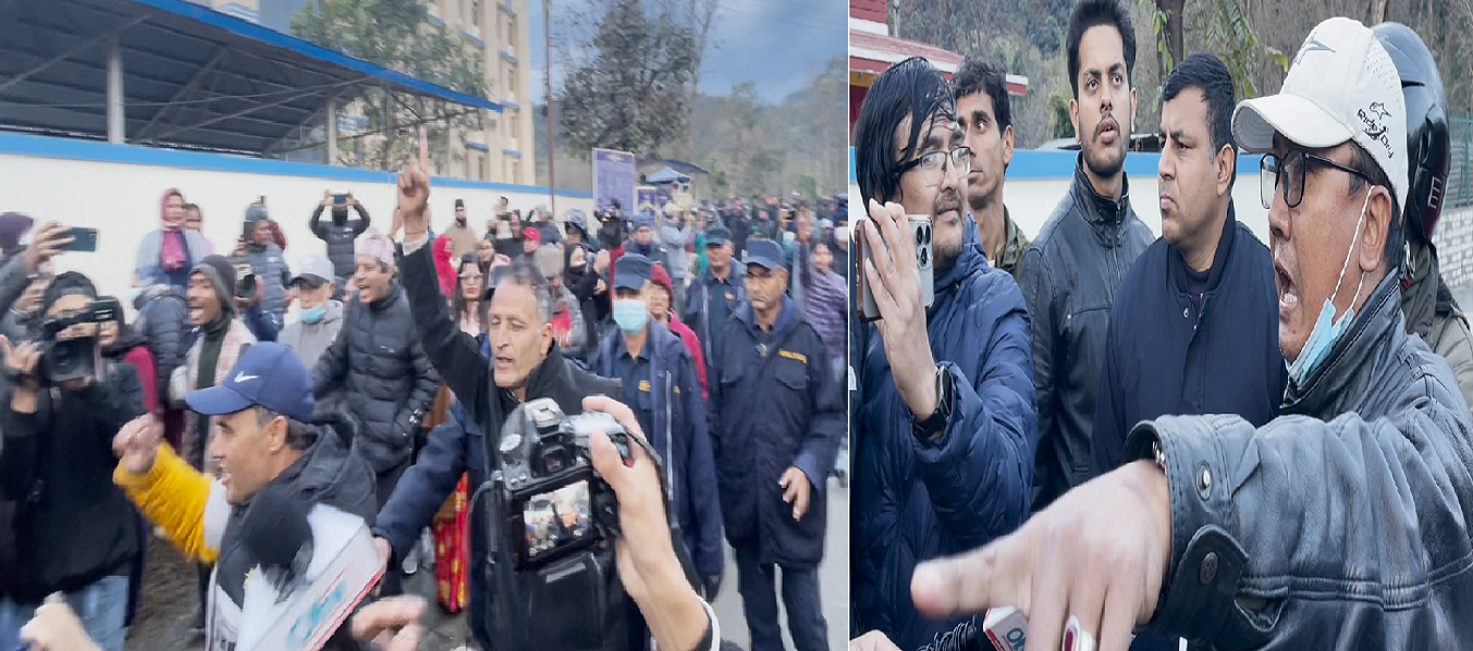 निषेधित क्षेत्र तोडेर रास्वपा कार्यकर्ताद्वारा अदालत अगाडी प्रधानमन्त्री ओलीबिरुद्ध नाराबाजीः सुर्यदर्शन सहकारी पिडितहरुले गरे बिरोध