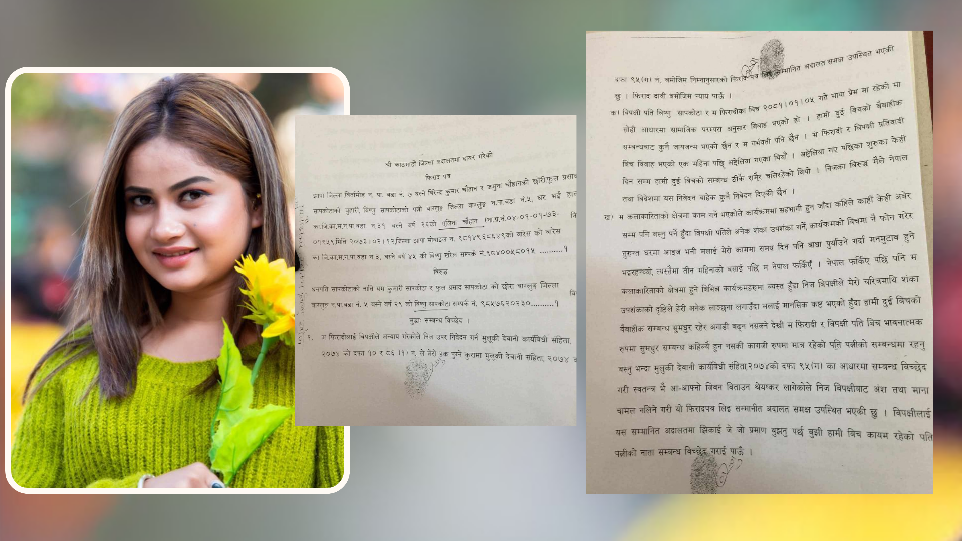 गायिका एलिना चौहानले गराइन् सम्बन्ध विच्छेदको मुद्दा दर्ता