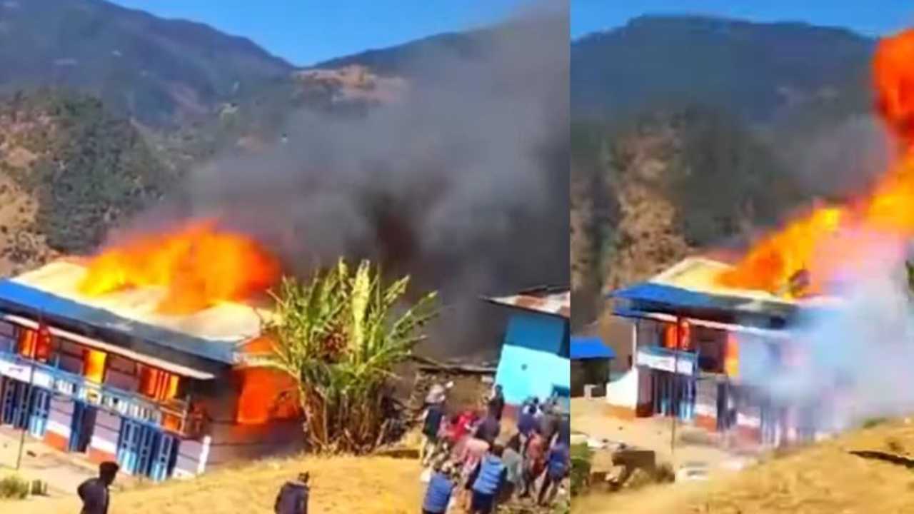 विद्युत सर्ट भएर आगो लागेपछि गाउँपालिका कार्यालय जल्याे