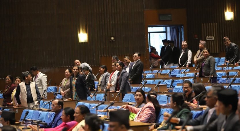 प्रतिनिधिसभा : दुवै पक्षका सांसद उठेपछि बैठक स्थगित
