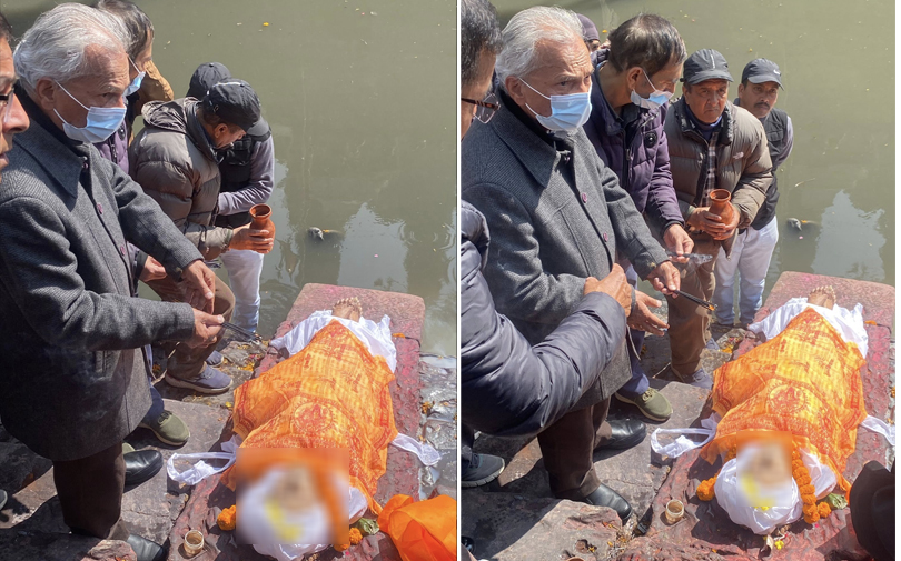 बाबुराम भट्टराईका बुवाको पशुपतिमा अन्त्येष्टि